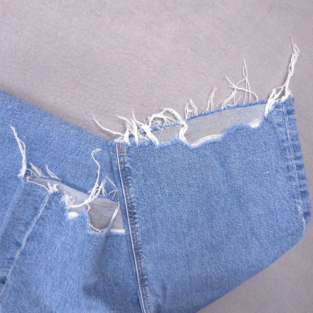 American Eagle Stovepipe Jeans High Rise Light Wash Blue 12 Raw Hem Strigid - Picture 6 of 11